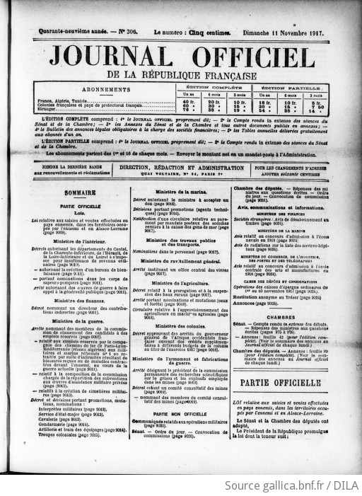 Journal Officiel De La République Française. Lois Et Décrets | 1917-11 ...