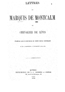Lettres du marquis de Montcalm au chevalier de Lévis 1894