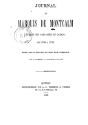 Journal du marquis de Montcalm durant ses campagnes en Canada de 1756 à 1759 1895