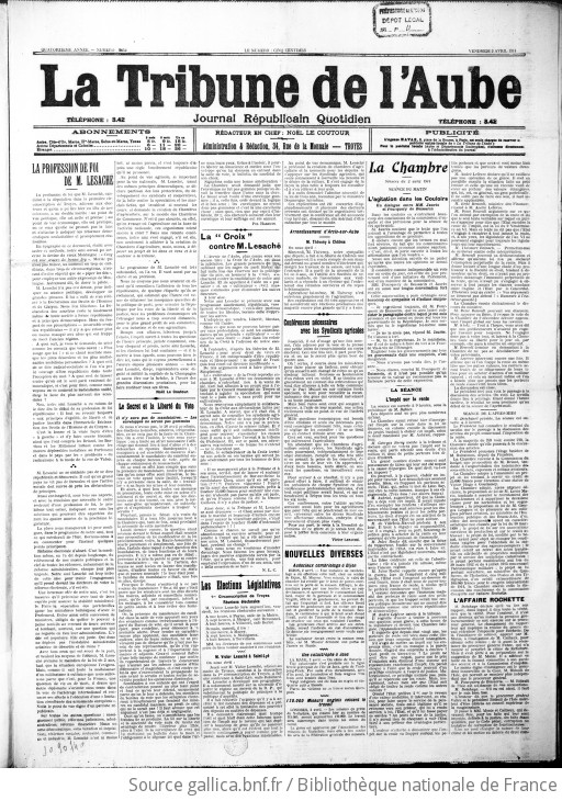 La Tribune De L'Aube : Journal Républicain Indépendant | 1914-04-03 ...