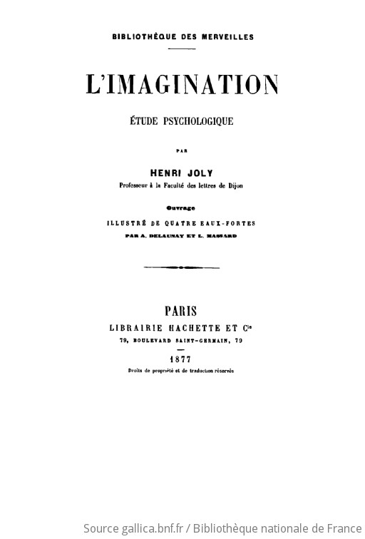 L imagination tude psychologique par Henri Joly Gallica