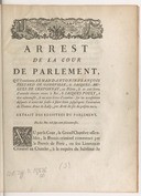 Arrest de la cour de parlement (..) à faire droit jusqu'après l'exécution de Thomas Artur de Lally, par arrêt du six du présent mois. Extrait des registres du parlement  1766