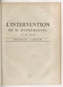 L'Intervention de M. d'Eprémesnil à Dijon. Premier cahier. (Procès en réhabilitation de la mémoire du comte de Lally)1782