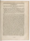 Arrêt de la cour de parlement, a Dijon, qui condamne la mémoire de Thomas Arthur de Lally1783