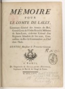 Mémoire pour le comte de Lally  1766