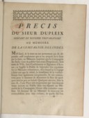 Précis du sieur Dupleix, servant de réponse préparatoire au mémoire de la Compagnie des Indes1763