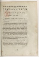 Réclamation faite à l'audience du 19 avril 1780