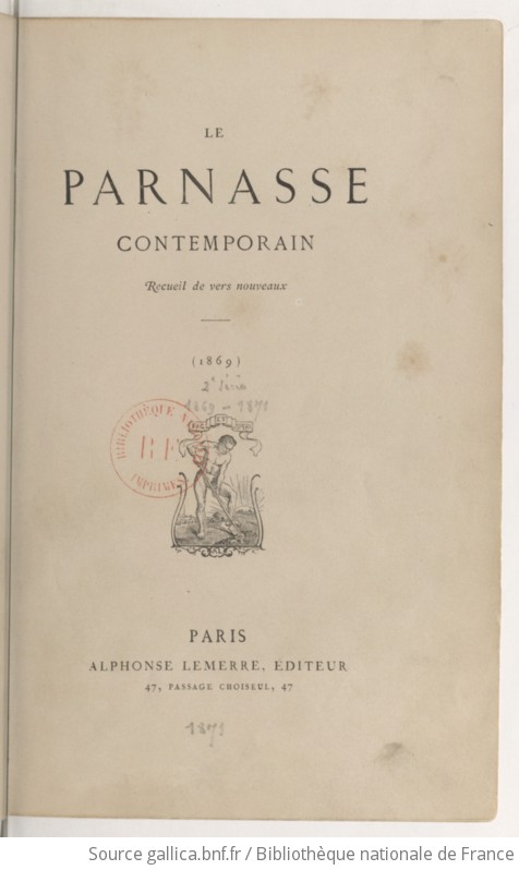 Le Parnasse Contemporain Recueil De Vers Nouveaux 1869 Gallica 2961