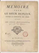 Mémoire pour le sieur Dupleix contre la Compagnie des Indes, avec les pièces justificatives 1759