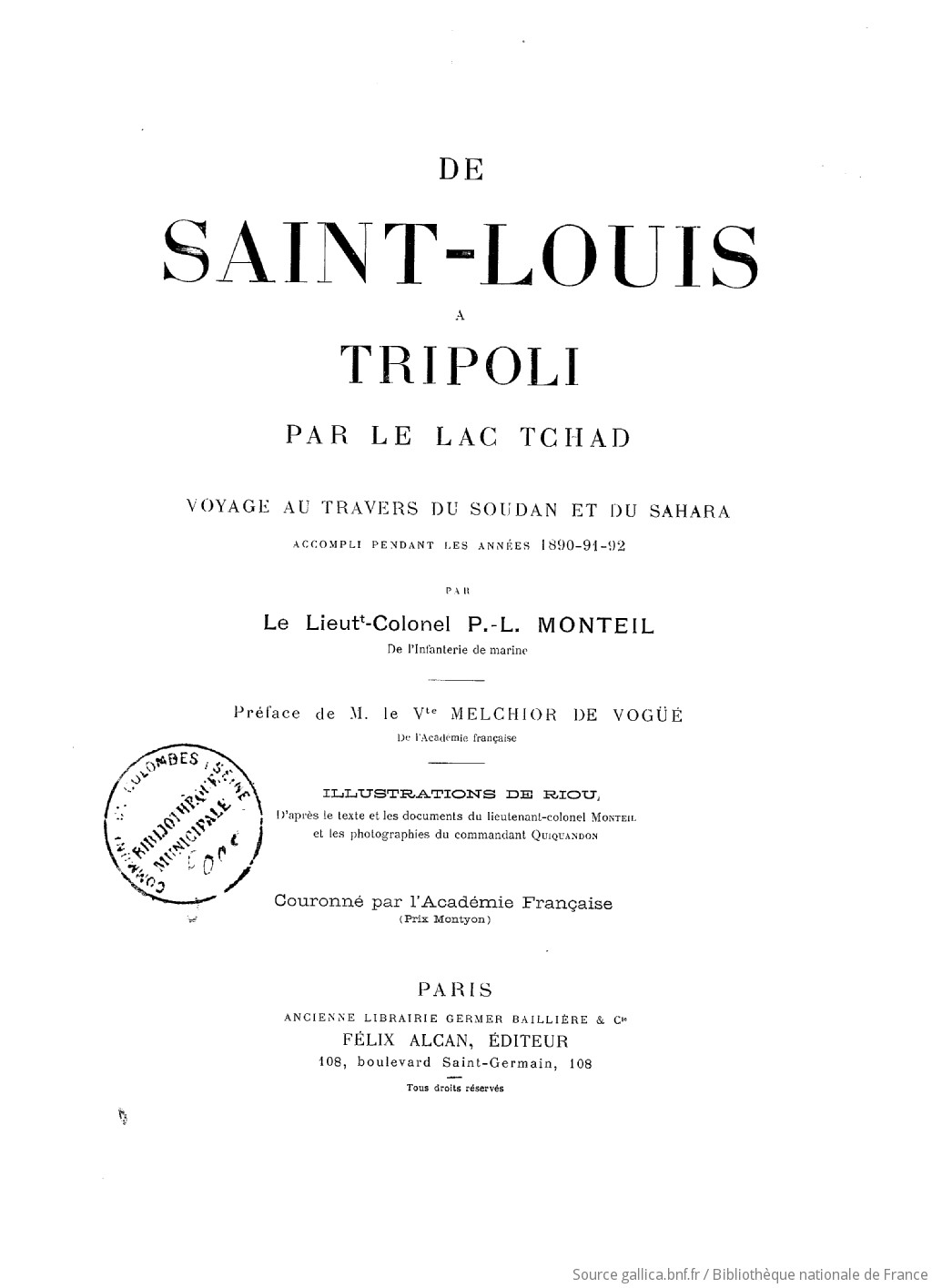 De Saint-Louis à Tripoli par le lac Tchad : voyage au travers du