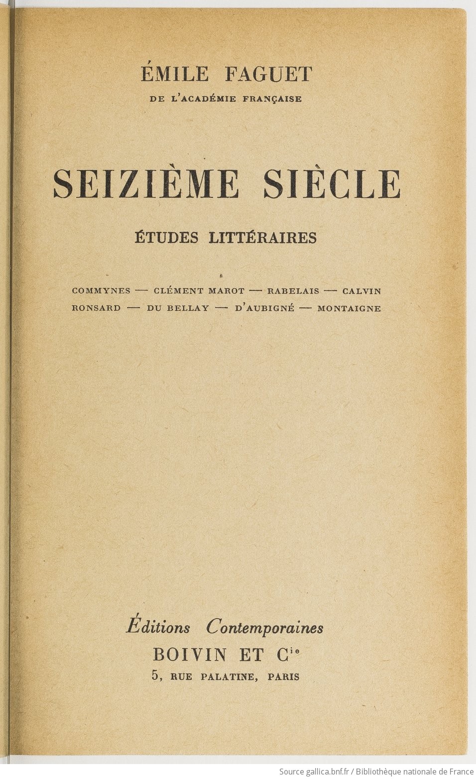 Seizième siècle, études littéraires : Commynes, Clément Marot