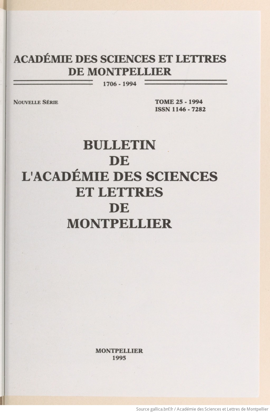 Bulletin mensuel de l'Académie des sciences et lettres de Montpellier
