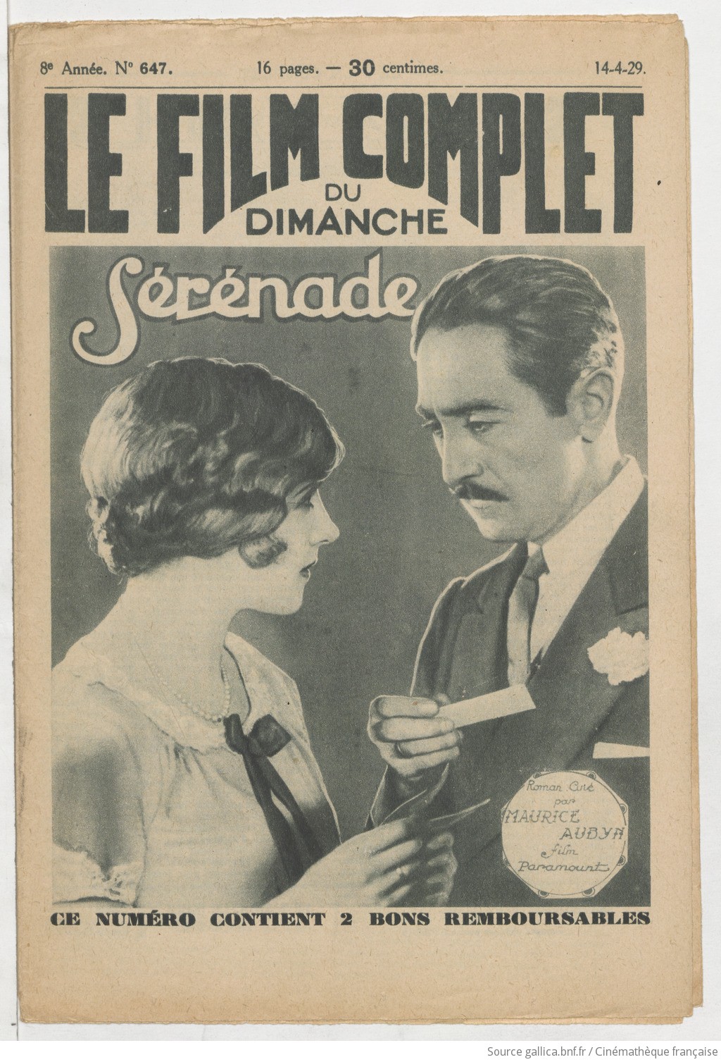 Le Film complet ... | 1929-04-14 | Gallica