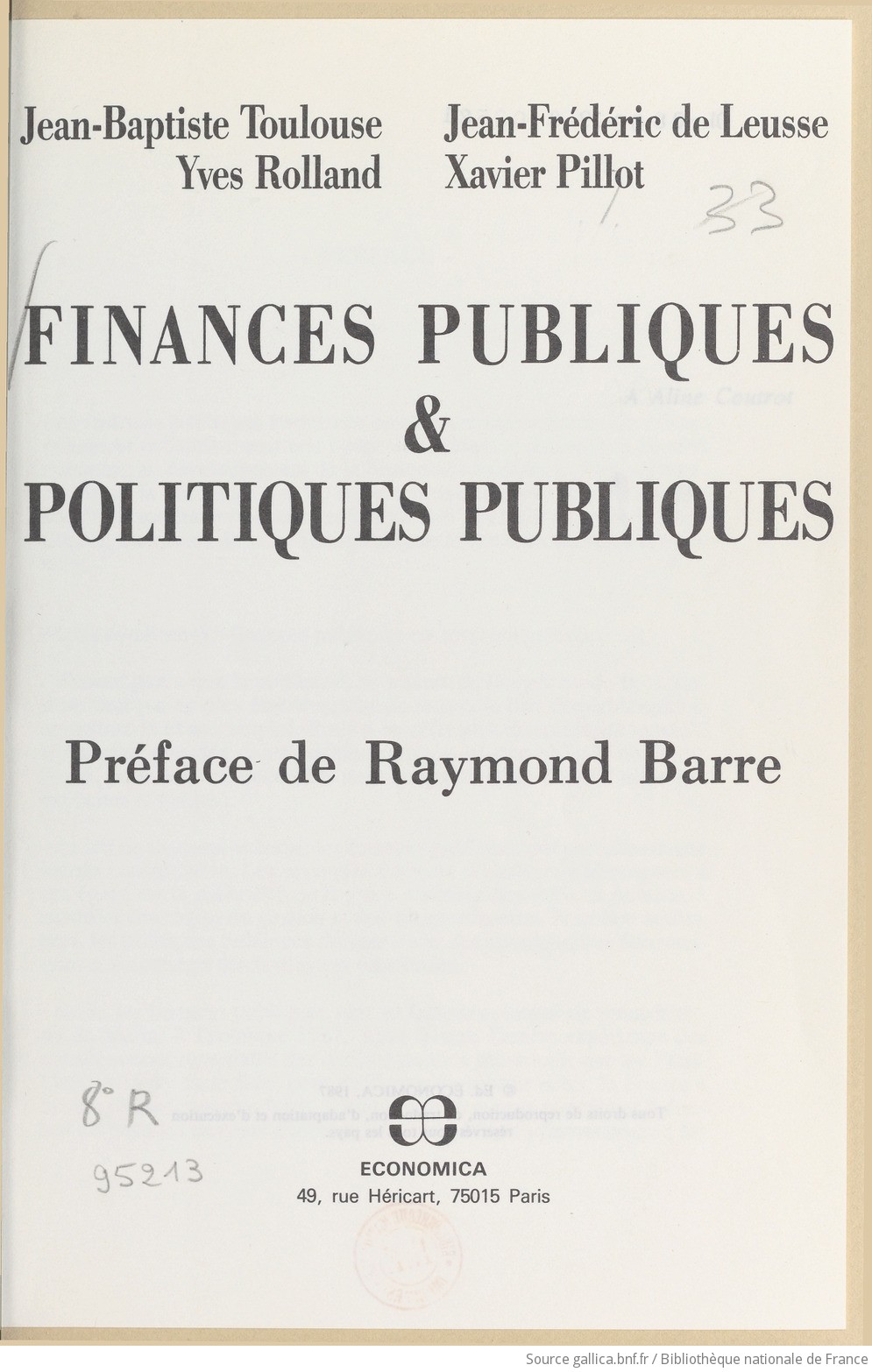 Finances Publiques Et Politiques Publiques Jean Baptiste - 