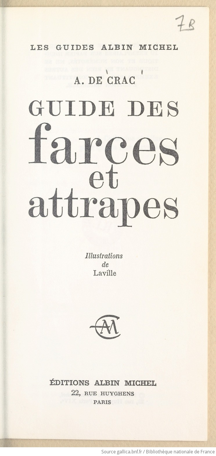Guide des Farces et Attrapes. by CRAC, Aldonse de.