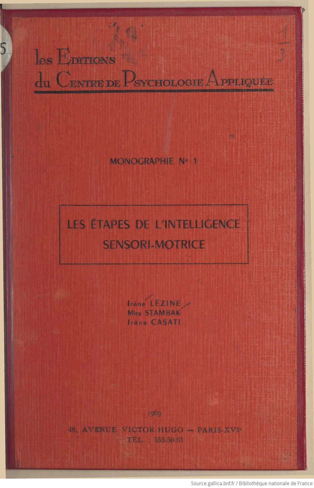 Les tapes de l intelligence sensori motrice tude critique des