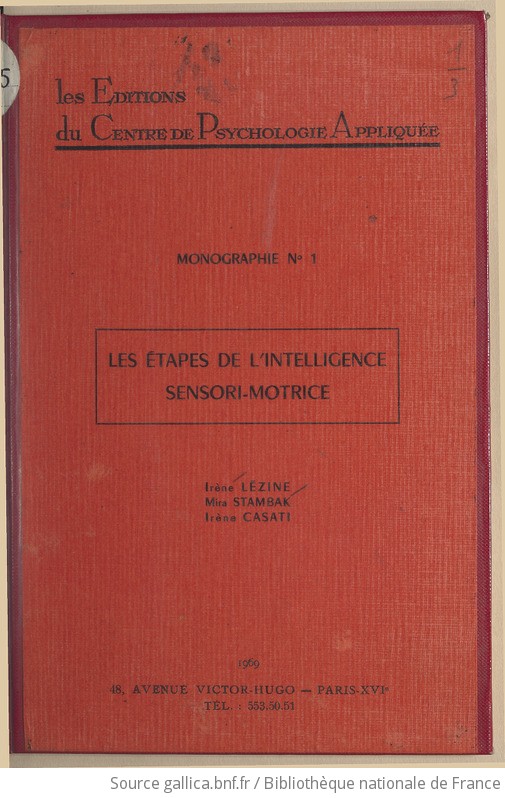 Les tapes de l intelligence sensori motrice tude critique des