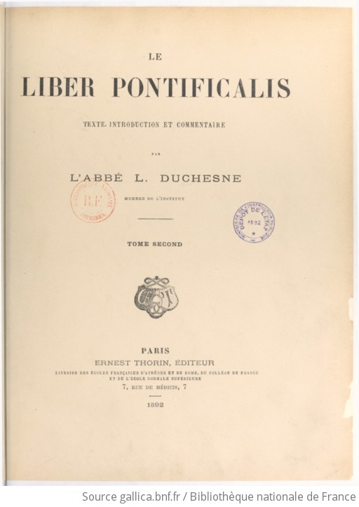 Le Liber pontificalis. Tome 2 / texte, introduction et commentaire, par ...