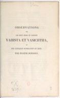 Observations sur les mots zends et sanscrits Vahista et Vasichtha et sur quelques superlatifs en zendE. Burnouf. 1834