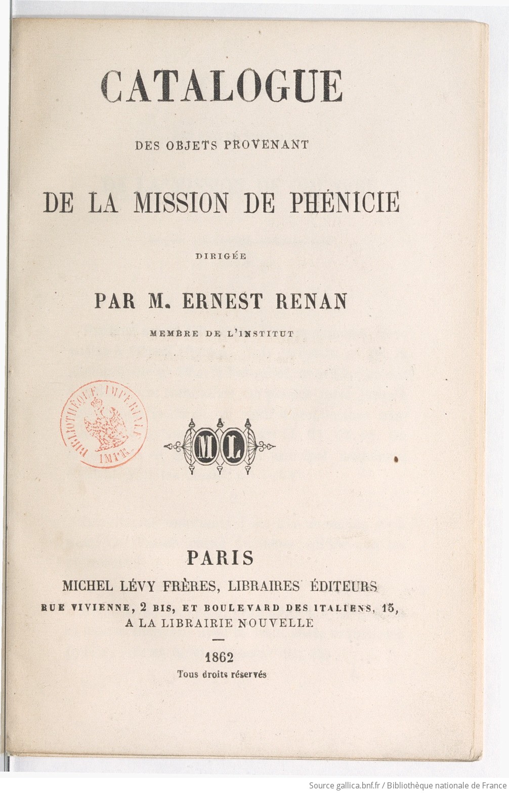 Catalogue Des Objets Provenant De La Mission De Phénicie - 