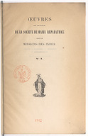 Oeuvres des religieuses de la Société de Marie réparatrice dans les missions des Indes  1862