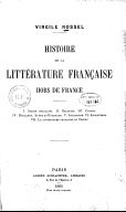 Histoire de la littérature française hors de FranceV. Rossel. 1895 