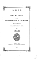 Relations de la mission de Nan-King (1874-1875)  Compagnie de Jésus. 1873-1874
