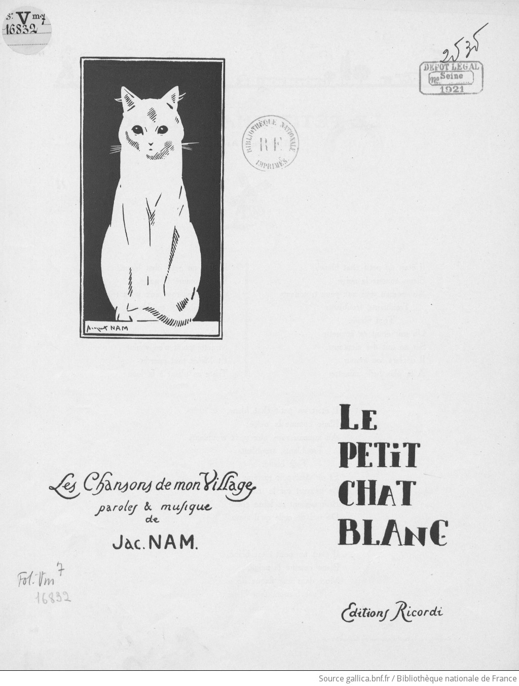 Le Petit Chat blanc histoire d amour . Paroles et musique. Chant