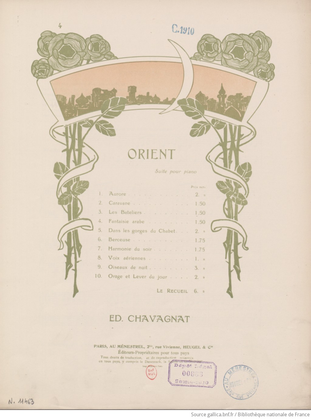 Orient 4 Fantaisie Arabe Iv Piano Par Edouard