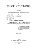 La France aux colonies : études sur le développement de la race française hors de l'Europe E. Rameau. 1859