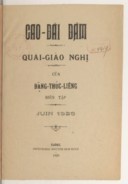 Cao-Ðài dàm, quái-giáo nghi   Ðặng Thúc Liêng. 1928 