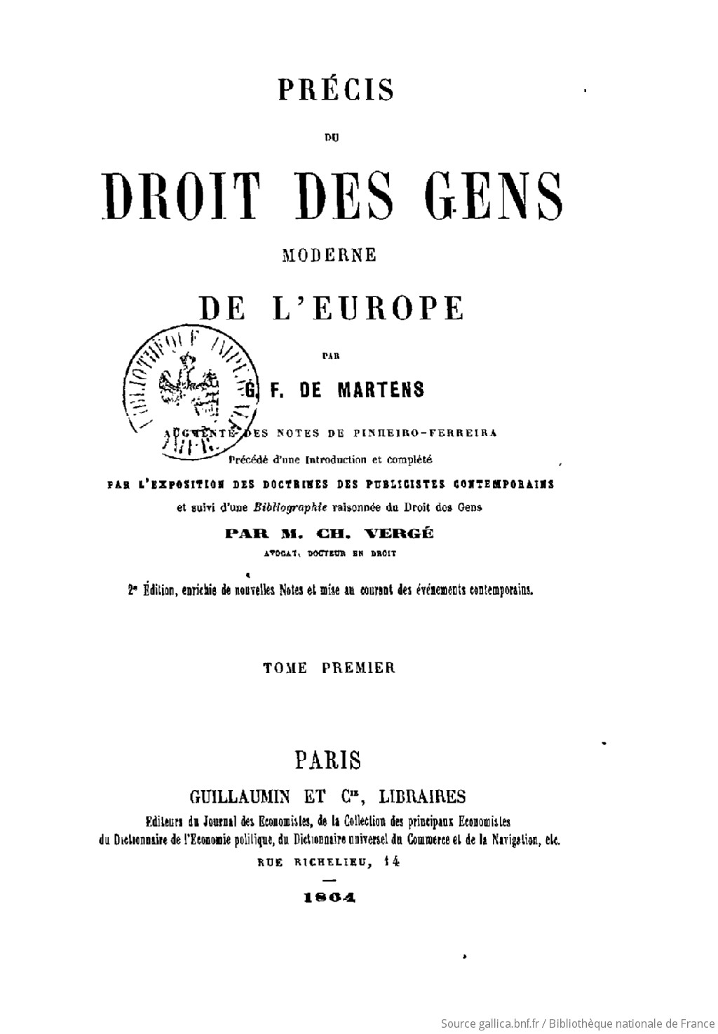  Précis Du Droit Des Gens Moderne De L'europe: (lv, 432 P.)  (French Edition): 9781279764411: Georg Friedrich von Martens, Charles Henri  Vergé: Books