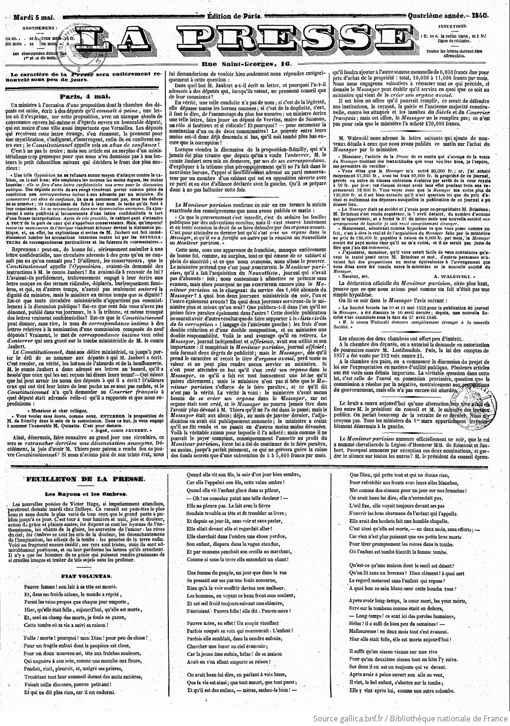 La Presse 1840 05 05 Gallica