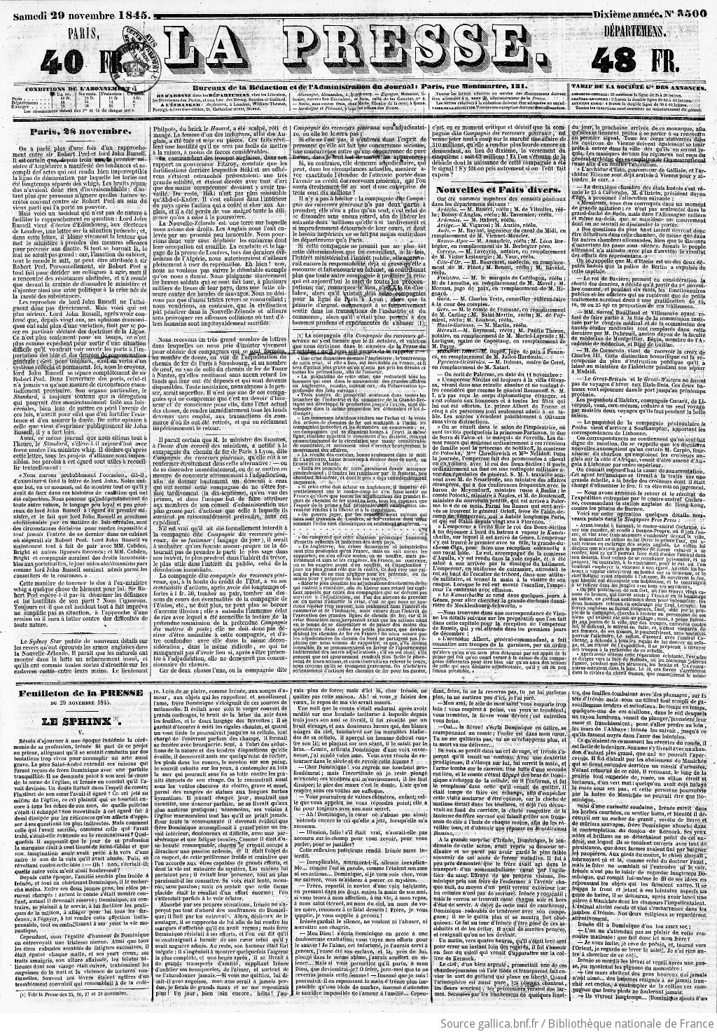 La Presse 1845 11 29 Gallica - 