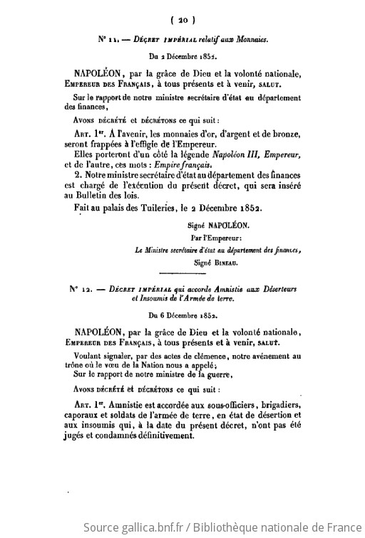 Bulletin Des Lois De La République Française 1852 12 01 Gallica 