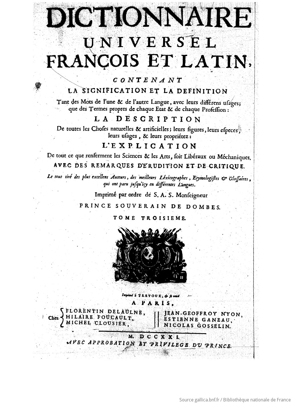 Dictionnaire et latin : contenant la et la des mots de l'une
