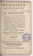Mémoires historiques sur la Louisiane J.-B. Le Mascrier. 1753