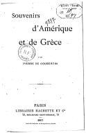 Souvenirs d'Amérique et de Grèce  P. de Coubertin. 1897