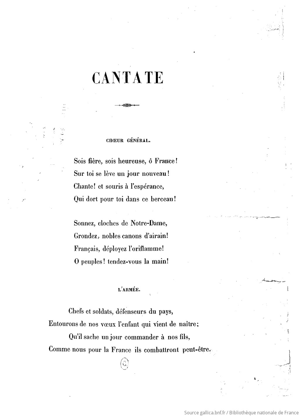 Cantate A L Occasion De La Naissance Du Prince Imperial Chantee Sur Le Theatre Imperial De L Opera Comique Le 17 Mars 1856 Gallica