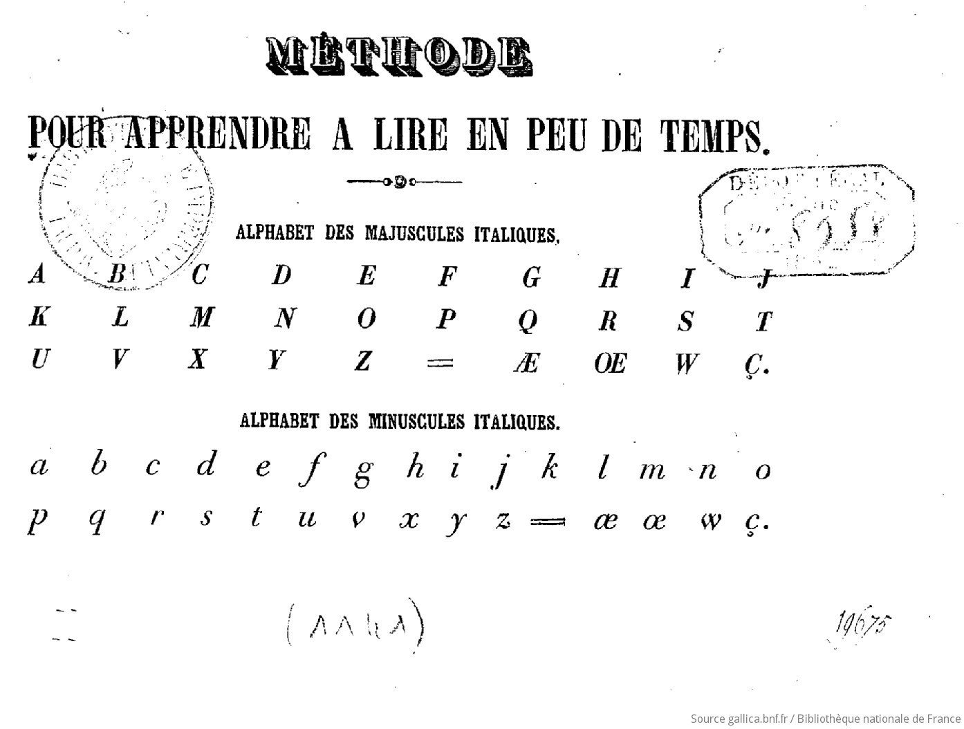 Methode Pour Apprendre A Lire En Peu De Temps Gallica