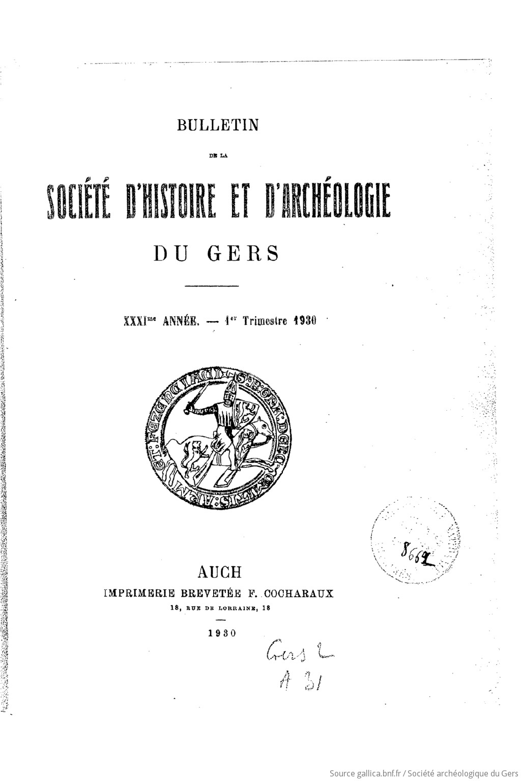 Bulletin de la Société d'histoire et d'archéologie du Gers