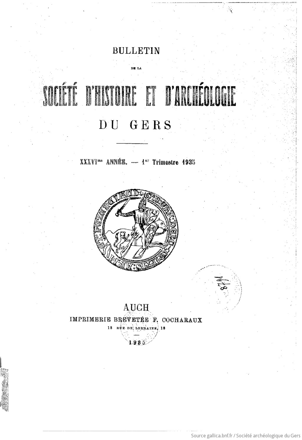 Bulletin de la Société d'histoire et d'archéologie du Gers