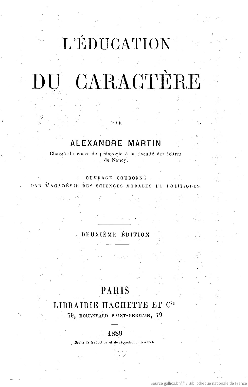 L ducation du caract re 2e dition par Alexandre Martin