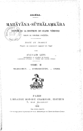 Mahāyāna-Sūtrālaṃkāra : exposé de la doctrine du Grand Véhicule selon le système yogācāra Asaṅga. 1908-1911