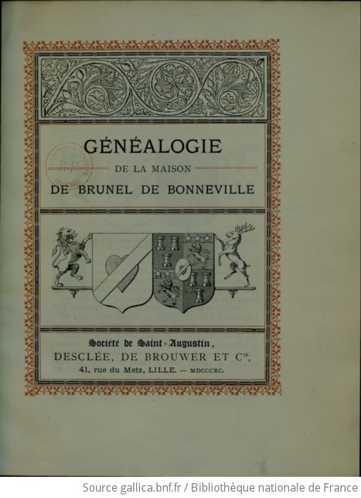 Généalogie De La Maison De Brunel De Bonneville | Gallica