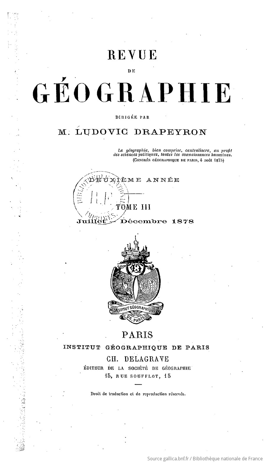 Revue de géographie / dirigée par M. Ludovic Drapeyron