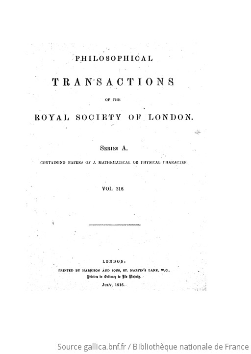 Philosophical Transactions Of The Royal Society Of London. Series A ...