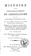 Histoire de l'établissement du christianisme dans les Indes orientales. <br> A. Sérieys. 1803