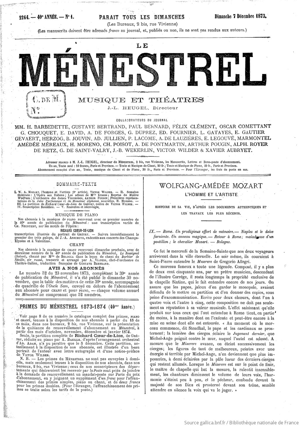 Le Menestrel Journal De Musique 1873 12 07 Gallica