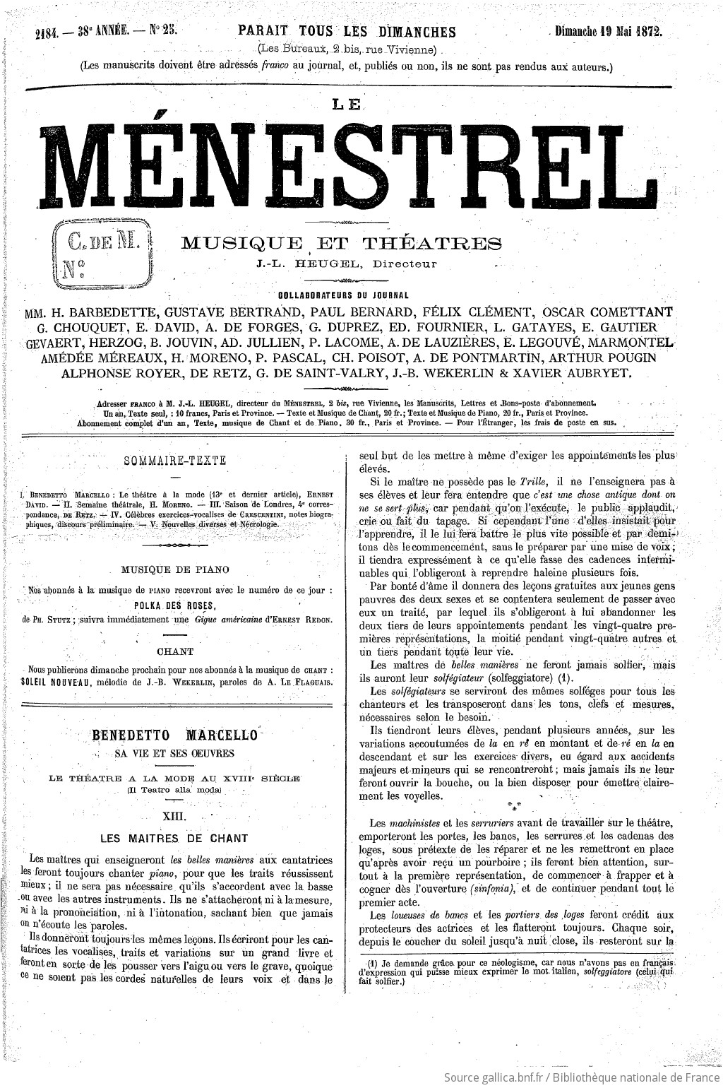 Le Menestrel Journal De Musique 1872 05 19 Gallica